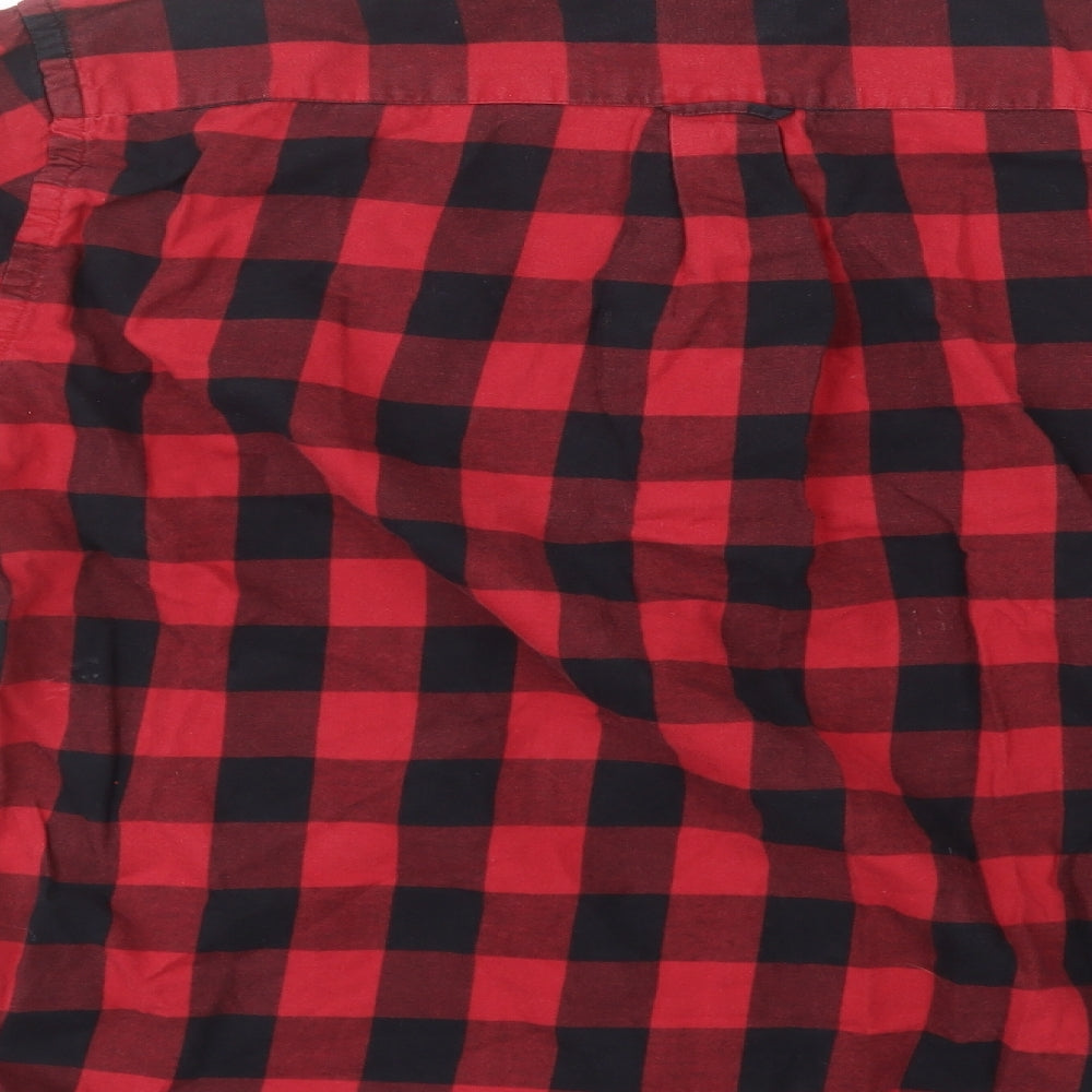 NEXT Mens Red Check Cotton  Button-Up Size L Collared