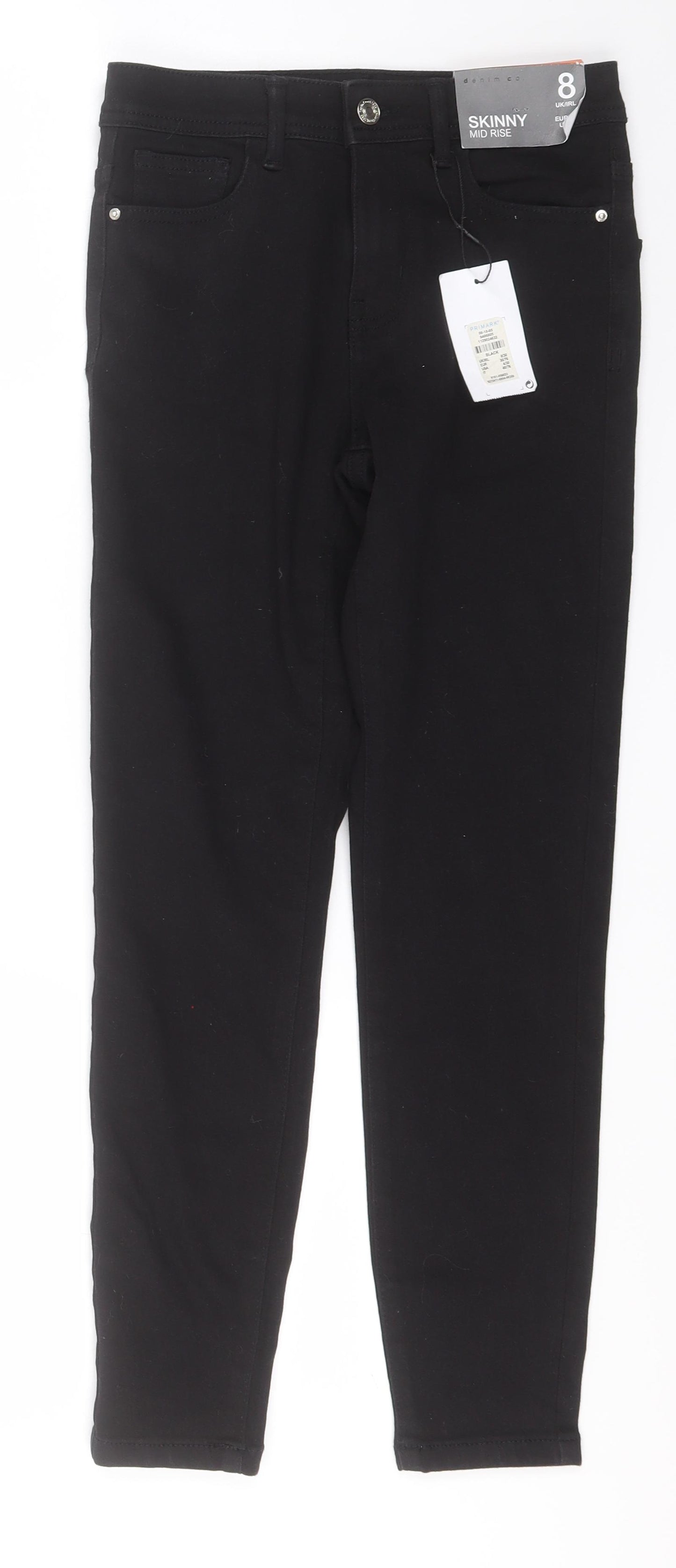 Primark# Womens Black  Cotton Skinny Jeans Size 8 L24 in Regular