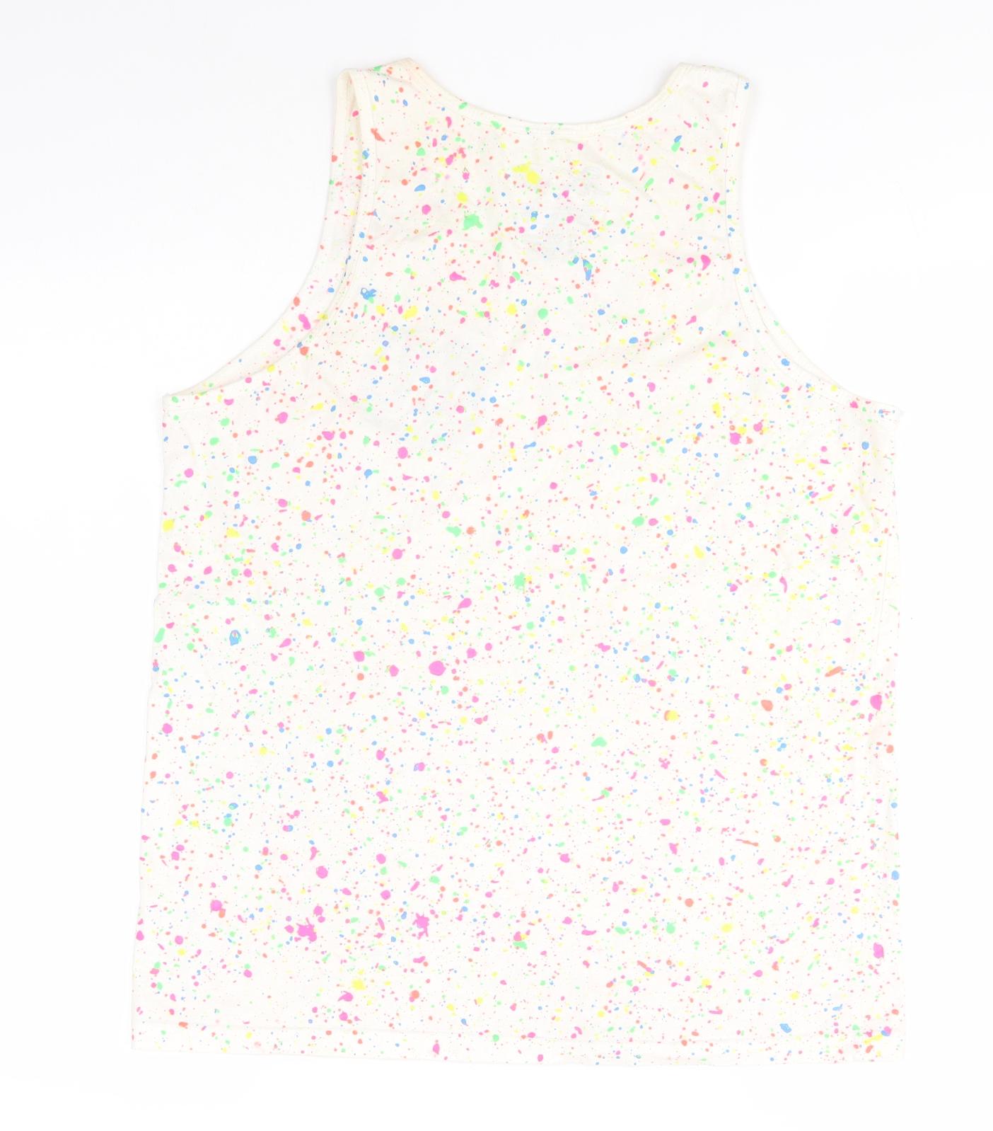 Preworn Womens Ivory Polka Dot Cotton Basic Tank Size M Round Neck