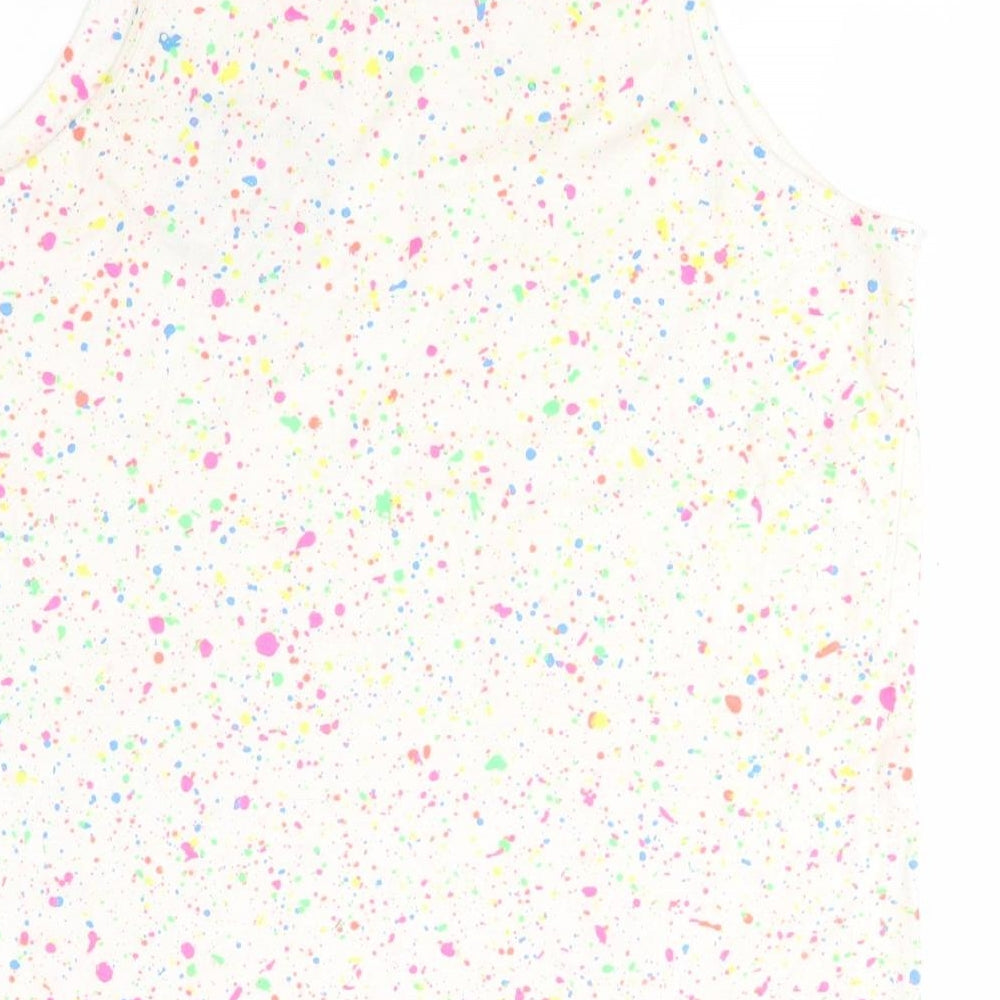 Preworn Womens Ivory Polka Dot Cotton Basic Tank Size M Round Neck