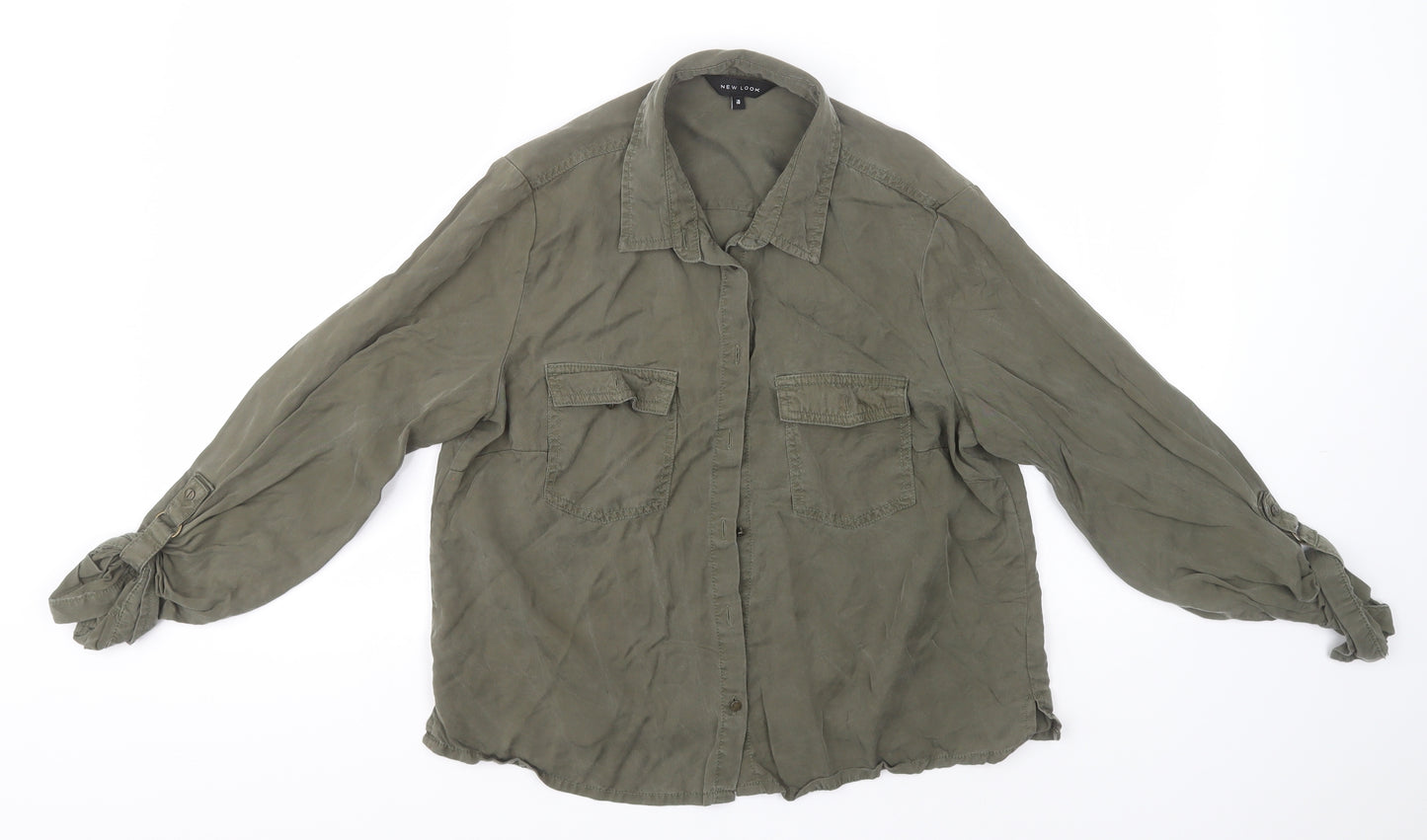 New Look Womens Brown   Basic Button-Up Size 10 Collared