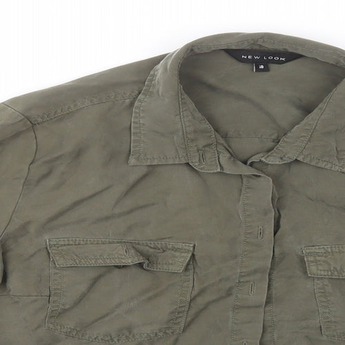 New Look Womens Brown   Basic Button-Up Size 10 Collared