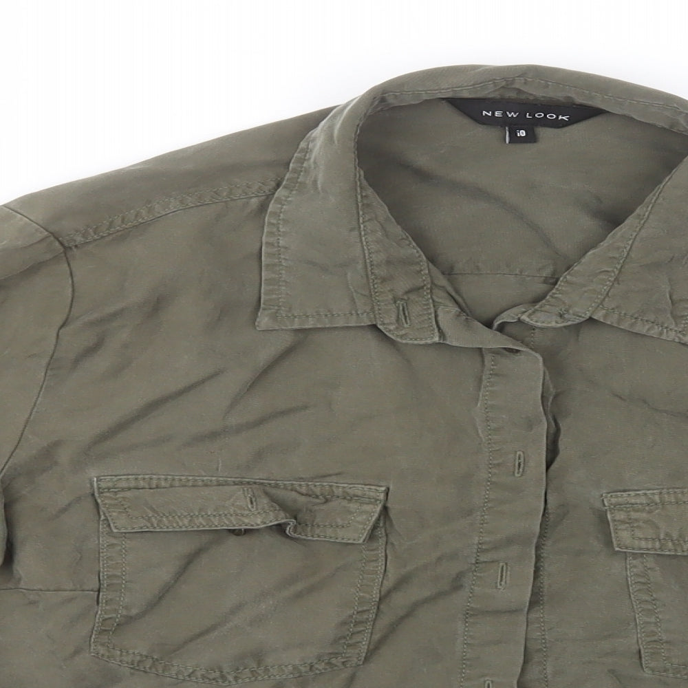 New Look Womens Brown   Basic Button-Up Size 10 Collared