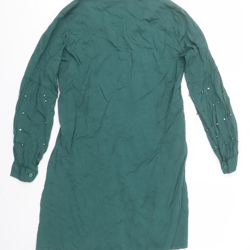 Miss Antalya Womens Grey   Basic Button-Up Size 10 Collared