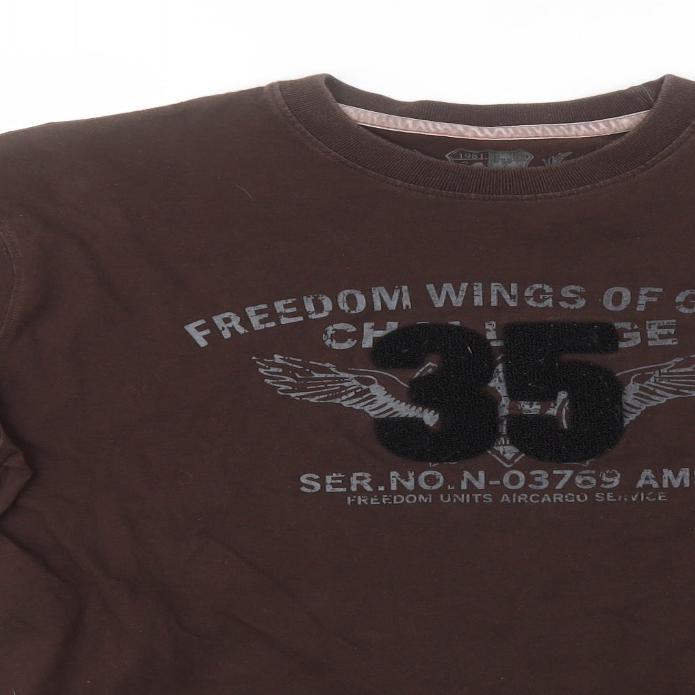 Report Collection Mens Brown  Cotton  T-Shirt Size M Round Neck