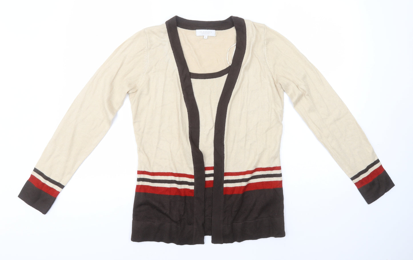 Debenhams Womens Beige Round Neck  Acrylic Pullover Jumper Size 10