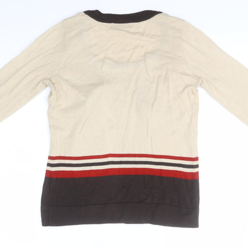 Debenhams Womens Beige Round Neck  Acrylic Pullover Jumper Size 10