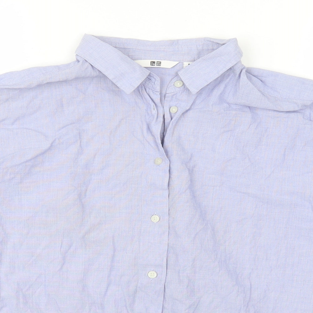 Uniqlo Mens Blue  Cotton  Button-Up Size M Collared