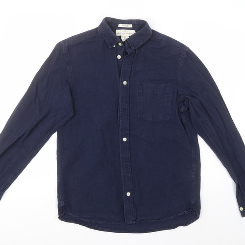 H&M Mens Blue  Cotton  Button-Up Size S Collared