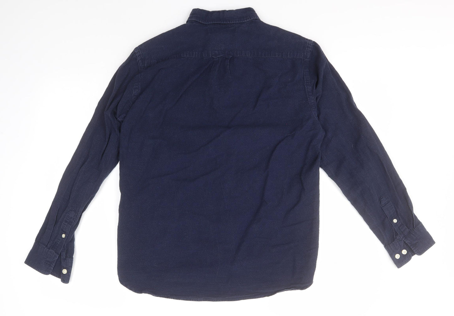 H&M Mens Blue  Cotton  Button-Up Size S Collared
