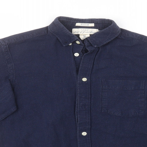 H&M Mens Blue  Cotton  Button-Up Size S Collared