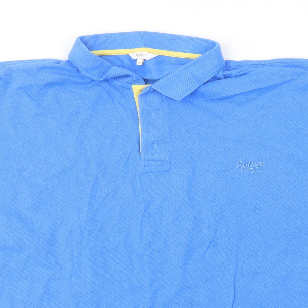 Cotton Traders Mens Blue  Cotton  Polo Size 4XL Collared