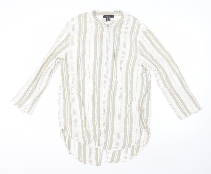 Atmosphere Womens Green Striped Viscose Basic Button-Up Size 12 Collared