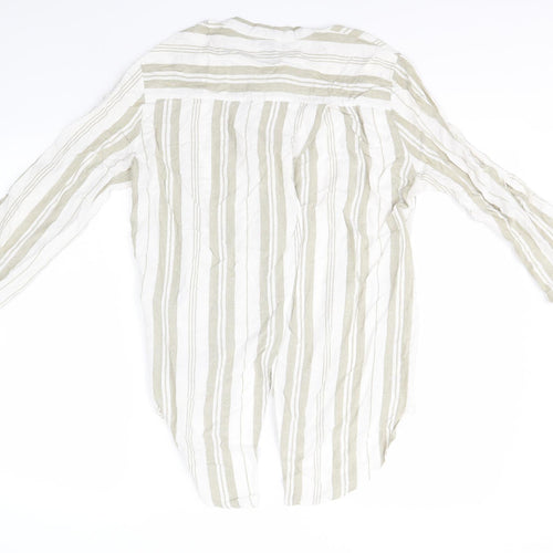 Atmosphere Womens Green Striped Viscose Basic Button-Up Size 12 Collared