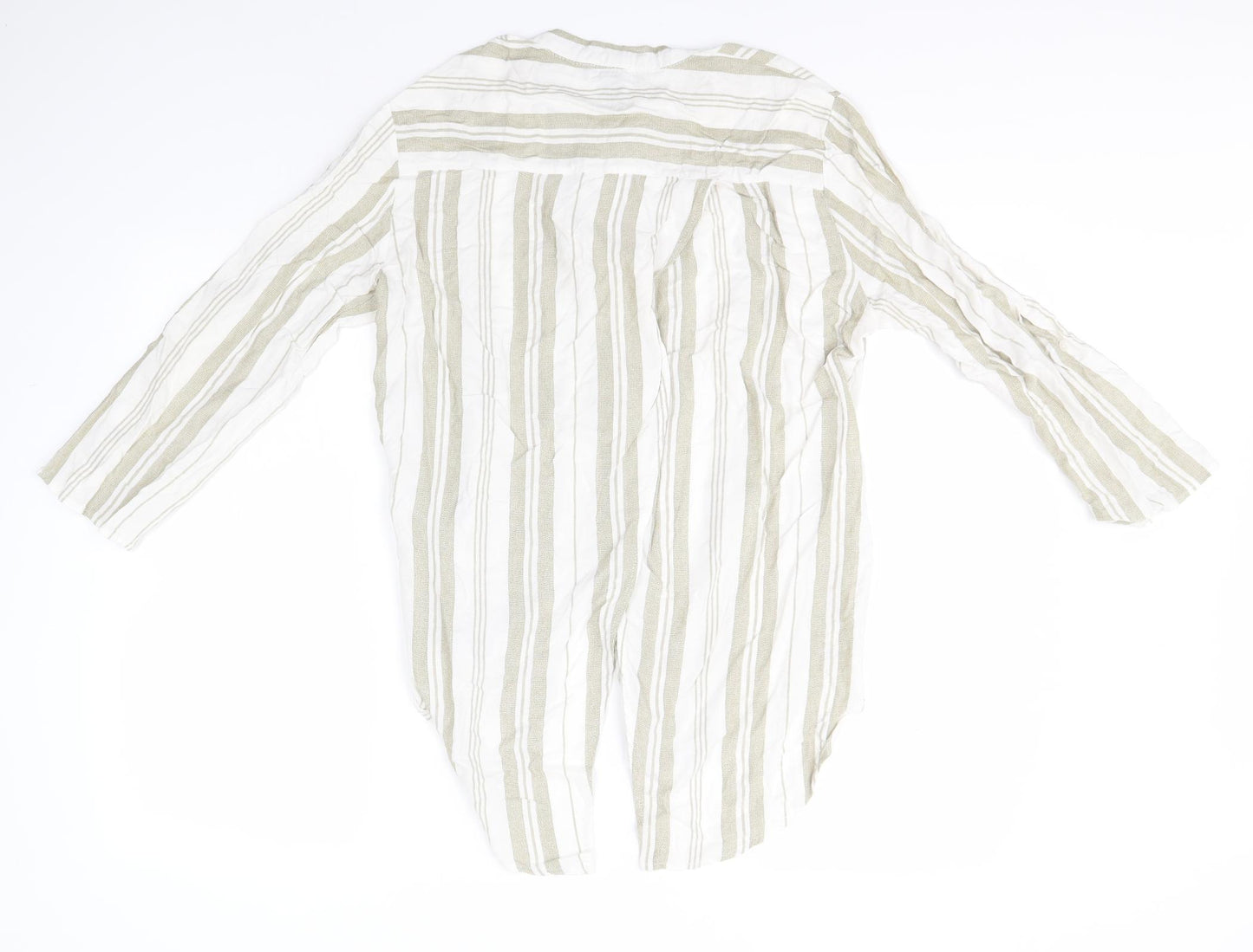 Atmosphere Womens Green Striped Viscose Basic Button-Up Size 12 Collared