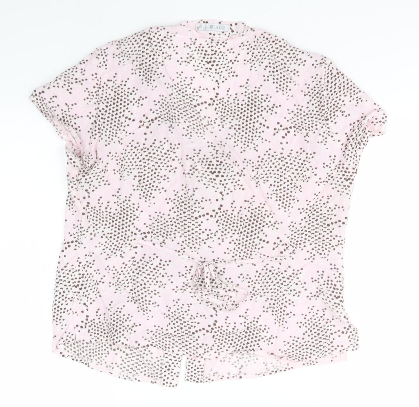 Gold Womens Pink Polka Dot Polyester Basic Button-Up Size 14 Collared