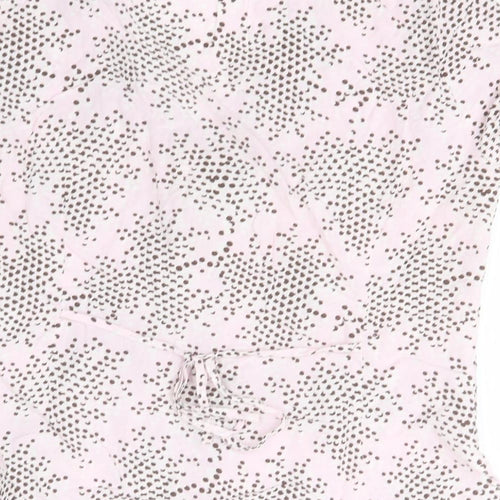 Gold Womens Pink Polka Dot Polyester Basic Button-Up Size 14 Collared