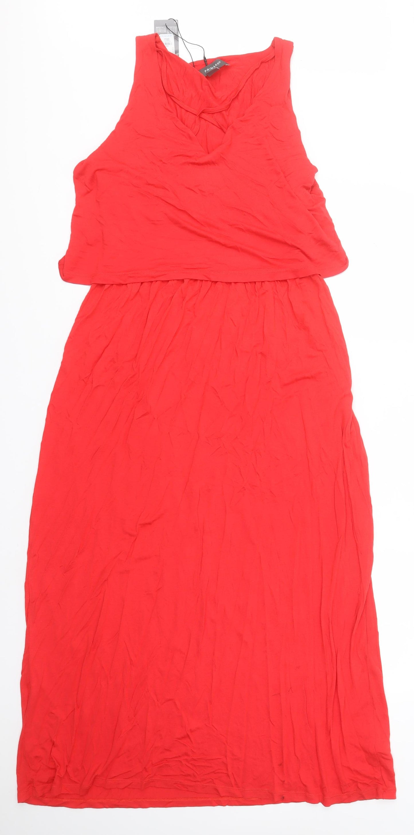 Primark Womens Red  Viscose A-Line  Size 14  V-Neck