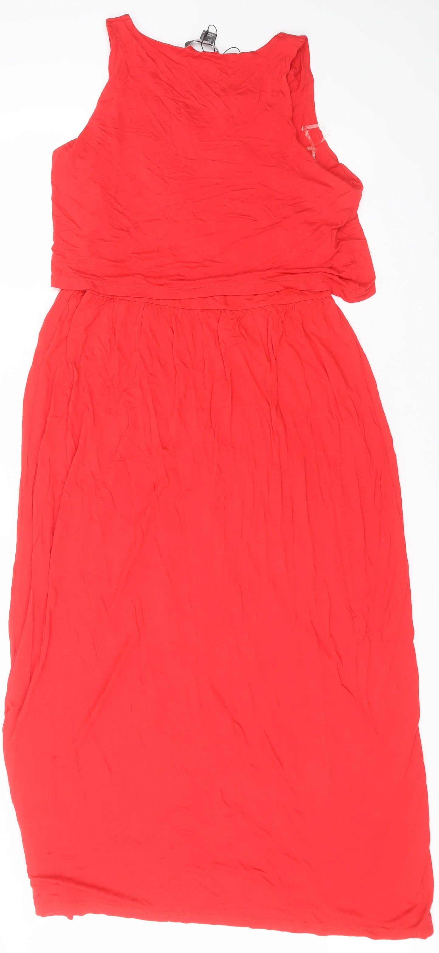 Primark Womens Red  Viscose A-Line  Size 14  V-Neck