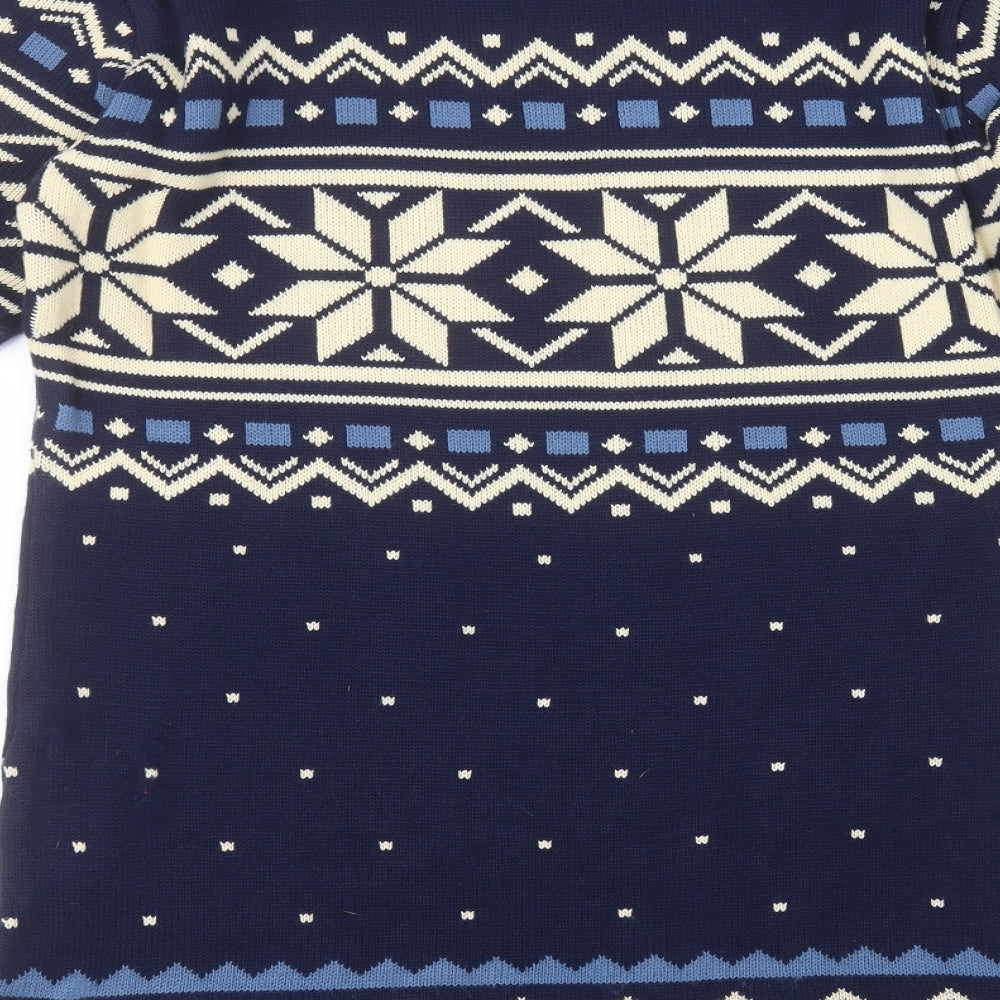 Alessandra Saroshi Womens Blue Round Neck Fair Isle Acrylic Pullover Jumper Size 18