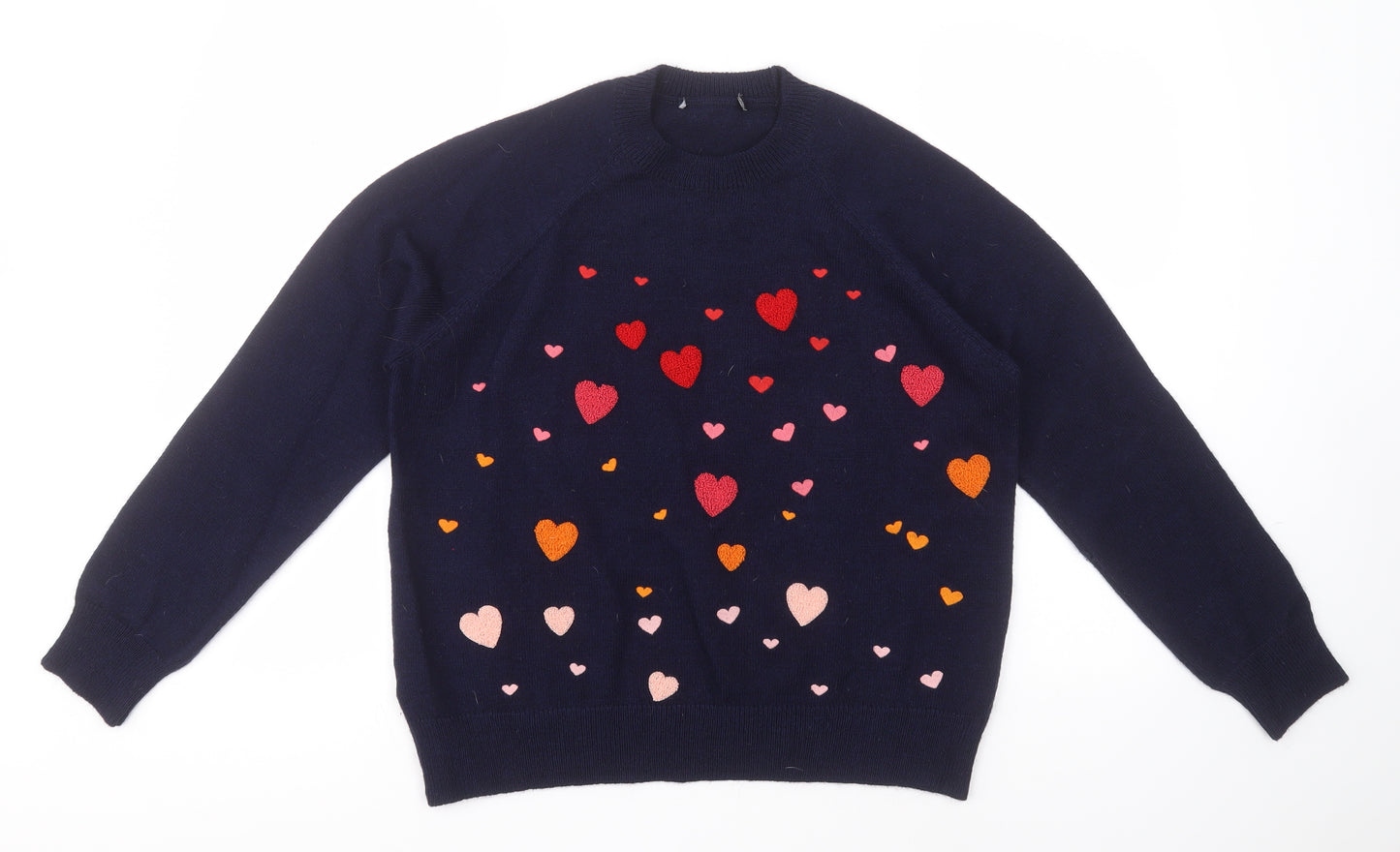 NEXT Womens Blue Round Neck Geometric Acrylic Pullover Jumper Size M   - Hearts