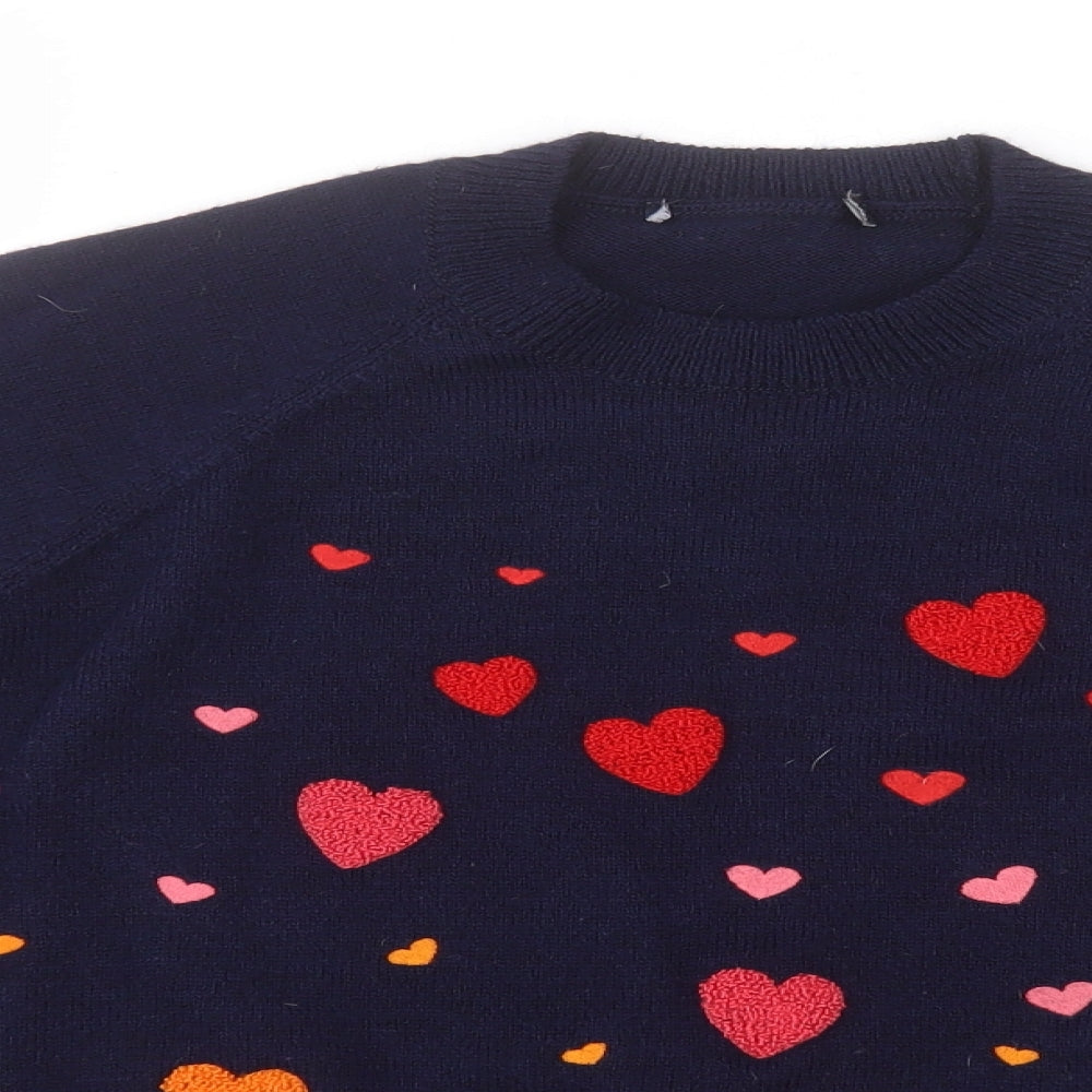 NEXT Womens Blue Round Neck Geometric Acrylic Pullover Jumper Size M   - Hearts