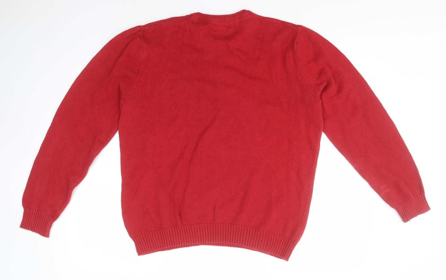 Easy Womens Red Round Neck  Cotton Pullover Jumper Size L