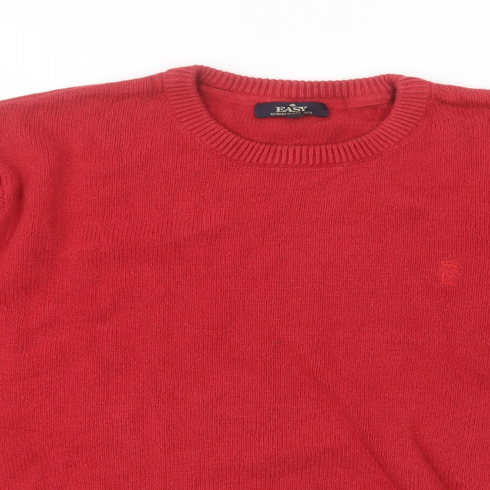 Easy Womens Red Round Neck  Cotton Pullover Jumper Size L