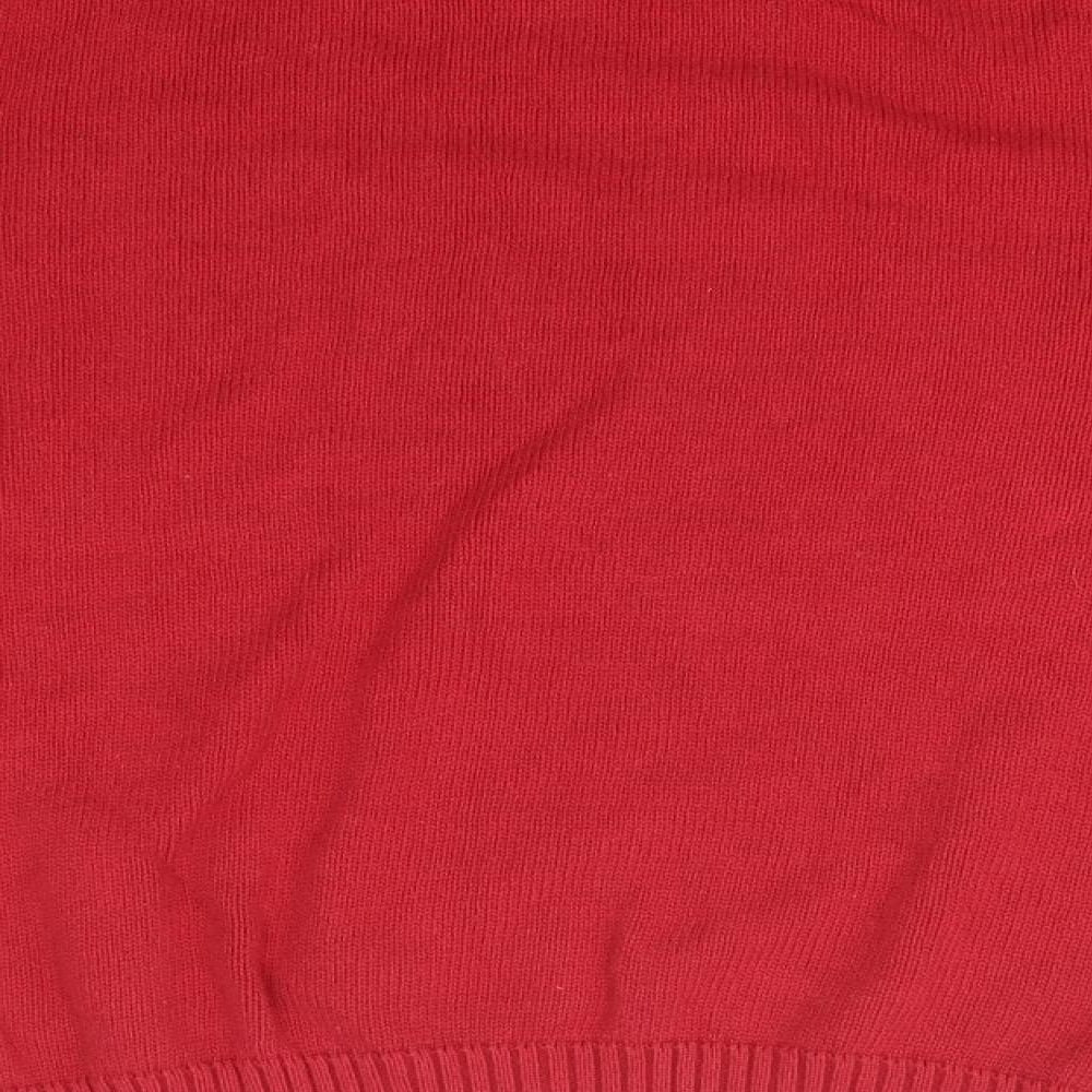 Easy Womens Red Round Neck  Cotton Pullover Jumper Size L