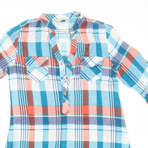 Preworn Womens Blue Plaid Viscose T-Shirt Dress  Size S  Round Neck