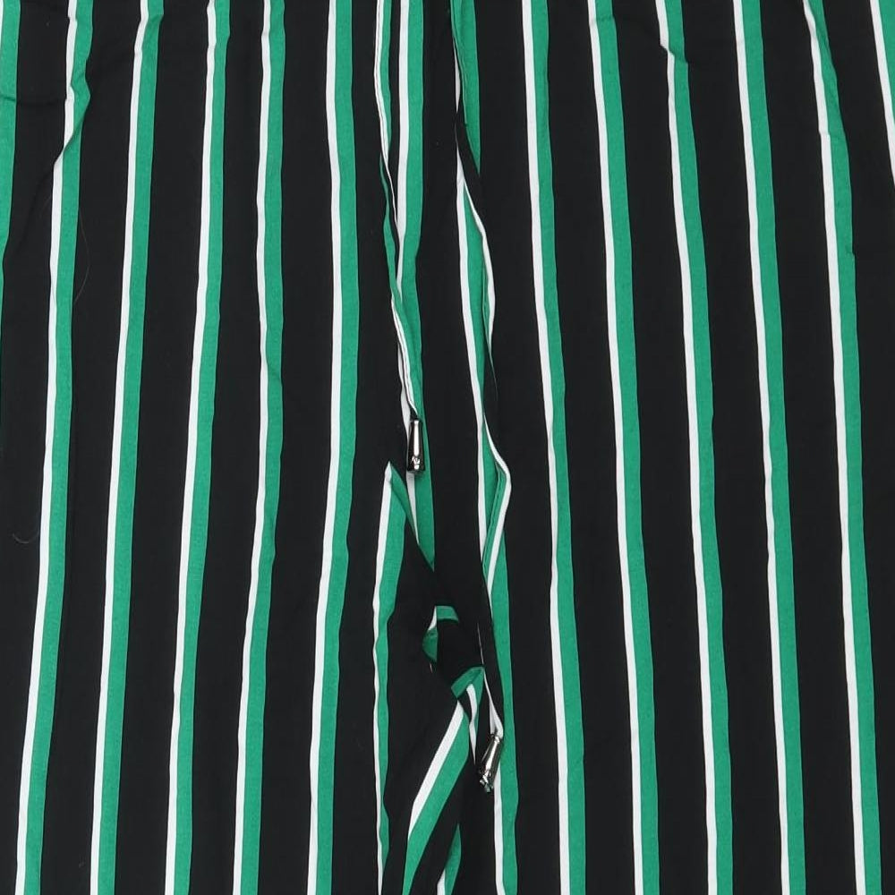 Papaya Womens Green Striped Viscose Trousers  Size 22 L25 in Regular