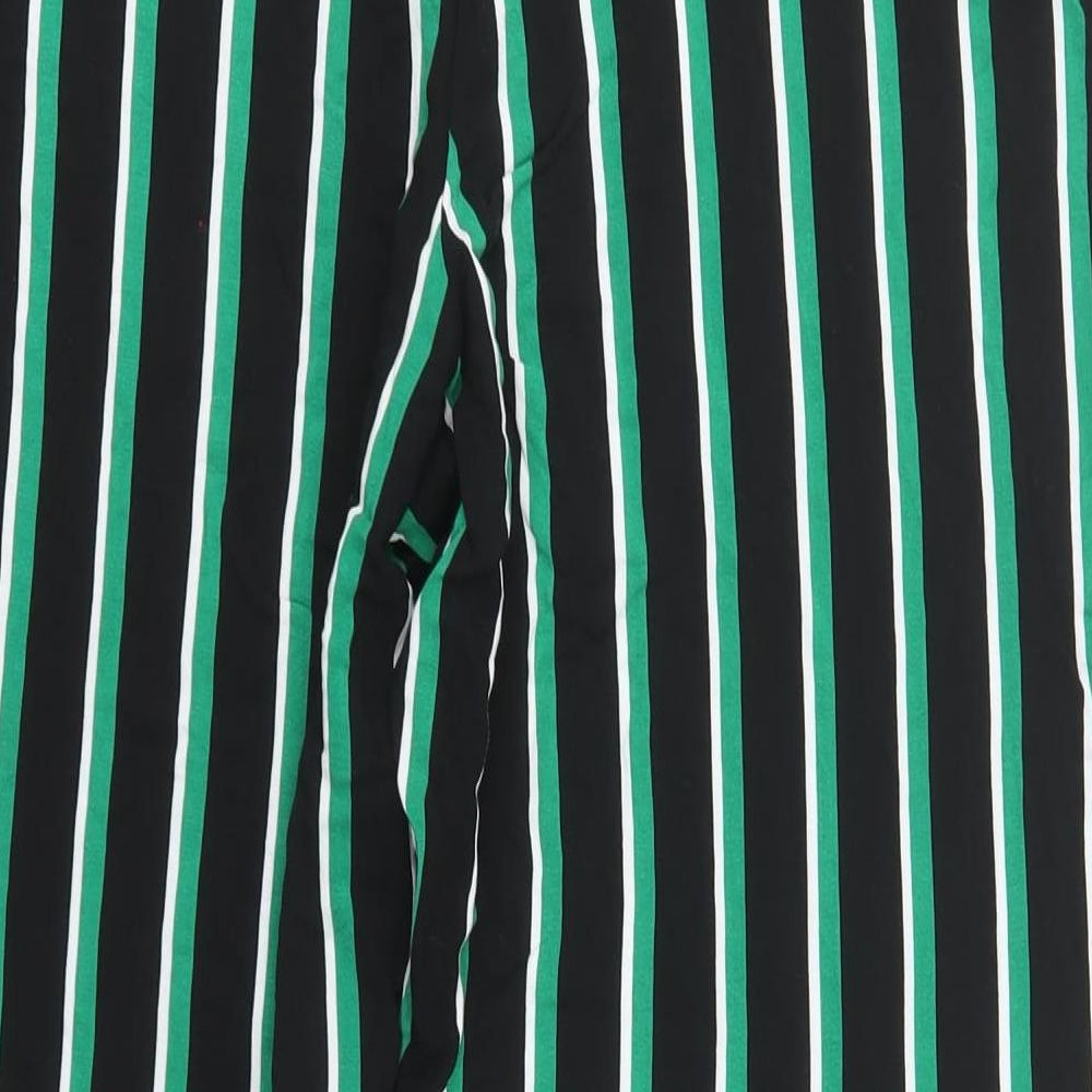 Papaya Womens Green Striped Viscose Trousers  Size 22 L25 in Regular