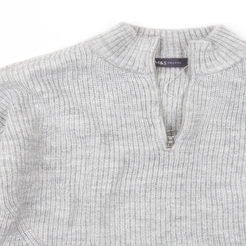Marks and Spencer Womens Grey Crew Neck  Acrylic Pullover Jumper Size 8