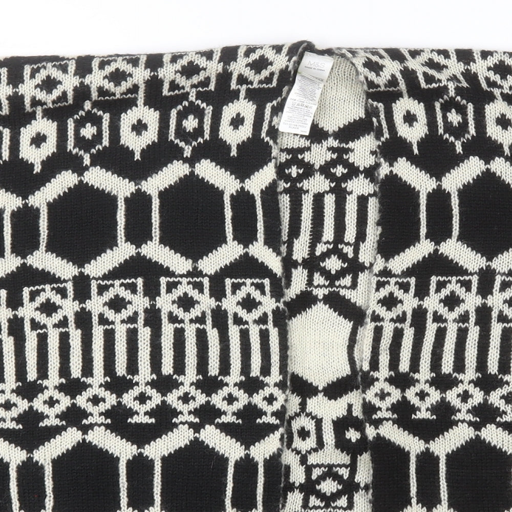 Marks and Spencer Womens Black Geometric  Overcoat Poncho One Size