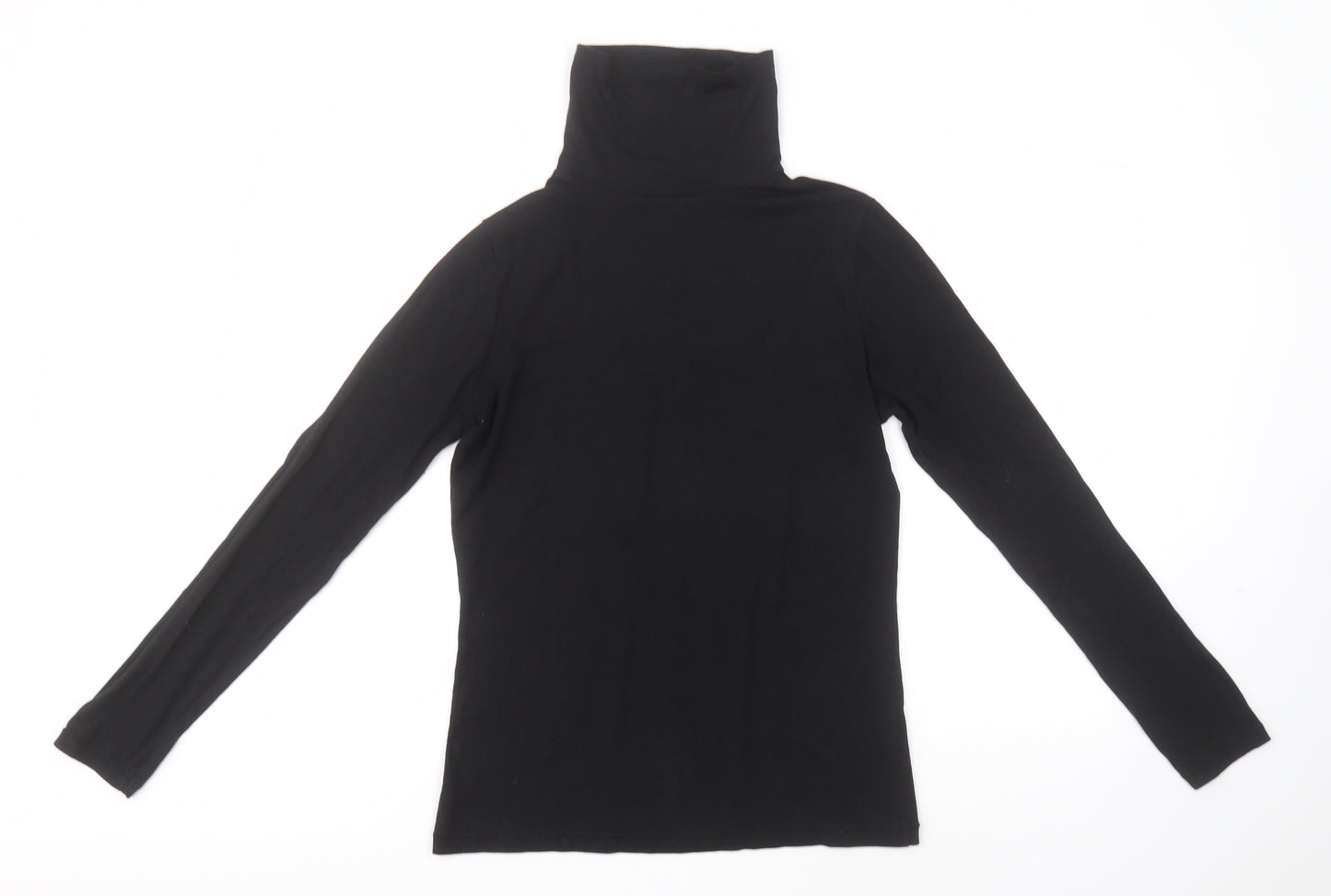 TU Womens Black Roll Neck  Cotton Pullover Jumper Size 12