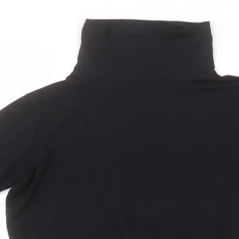 TU Womens Black Roll Neck  Cotton Pullover Jumper Size 12