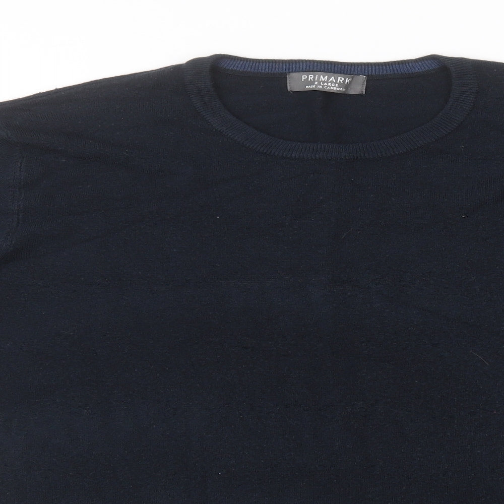 Primark Mens Blue Round Neck  Acrylic Pullover Jumper Size XL