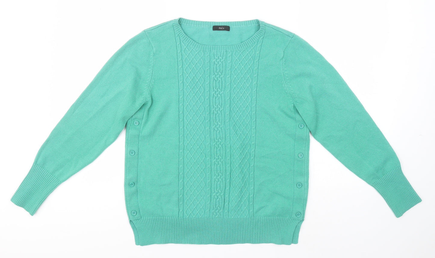 M&Co Womens Green Round Neck  Acrylic Pullover Jumper Size 14