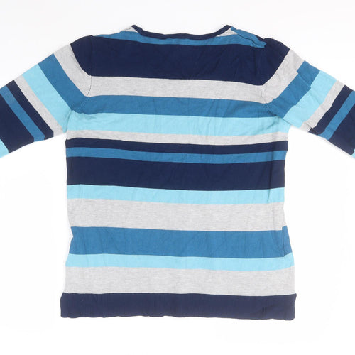 Capsule Womens Blue Round Neck Striped Viscose Pullover Jumper Size 12