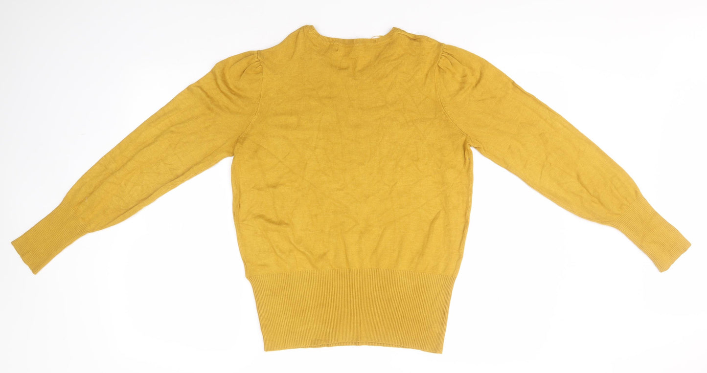 Marks and Spencer Womens Gold Round Neck  Viscose Pullover Jumper Size 12