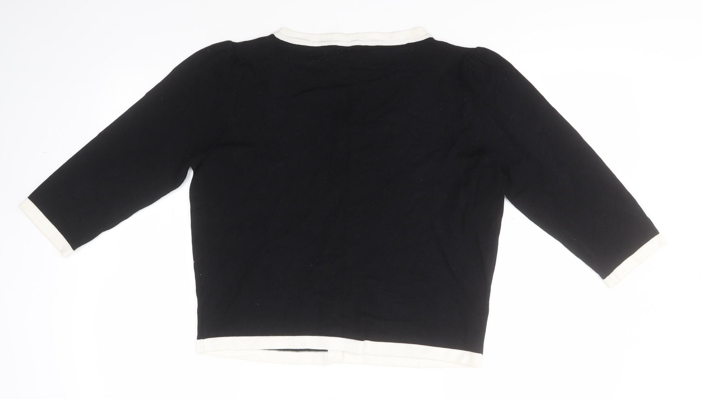 Authentic Womens Black Round Neck  Viscose Cardigan Jumper Size 16