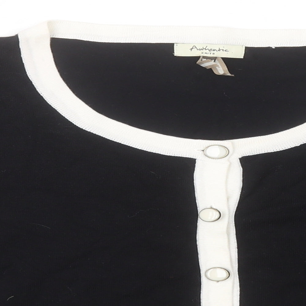 Authentic Womens Black Round Neck  Viscose Cardigan Jumper Size 16