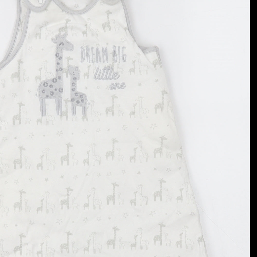 Nutmeg Baby White Animal Print Cotton Babygrow One-Piece Size 0-3 Months   - Giraffes