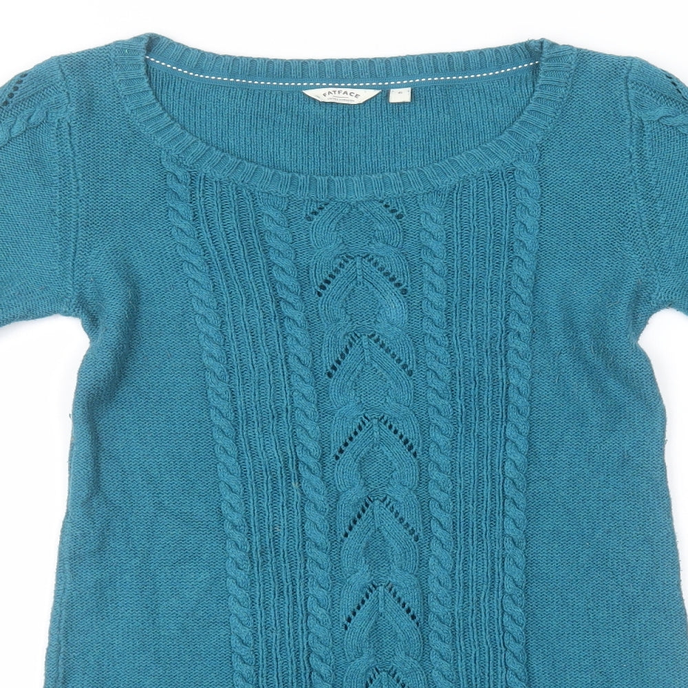 Fat Face Womens Blue Round Neck  Cotton Pullover Jumper Size 6