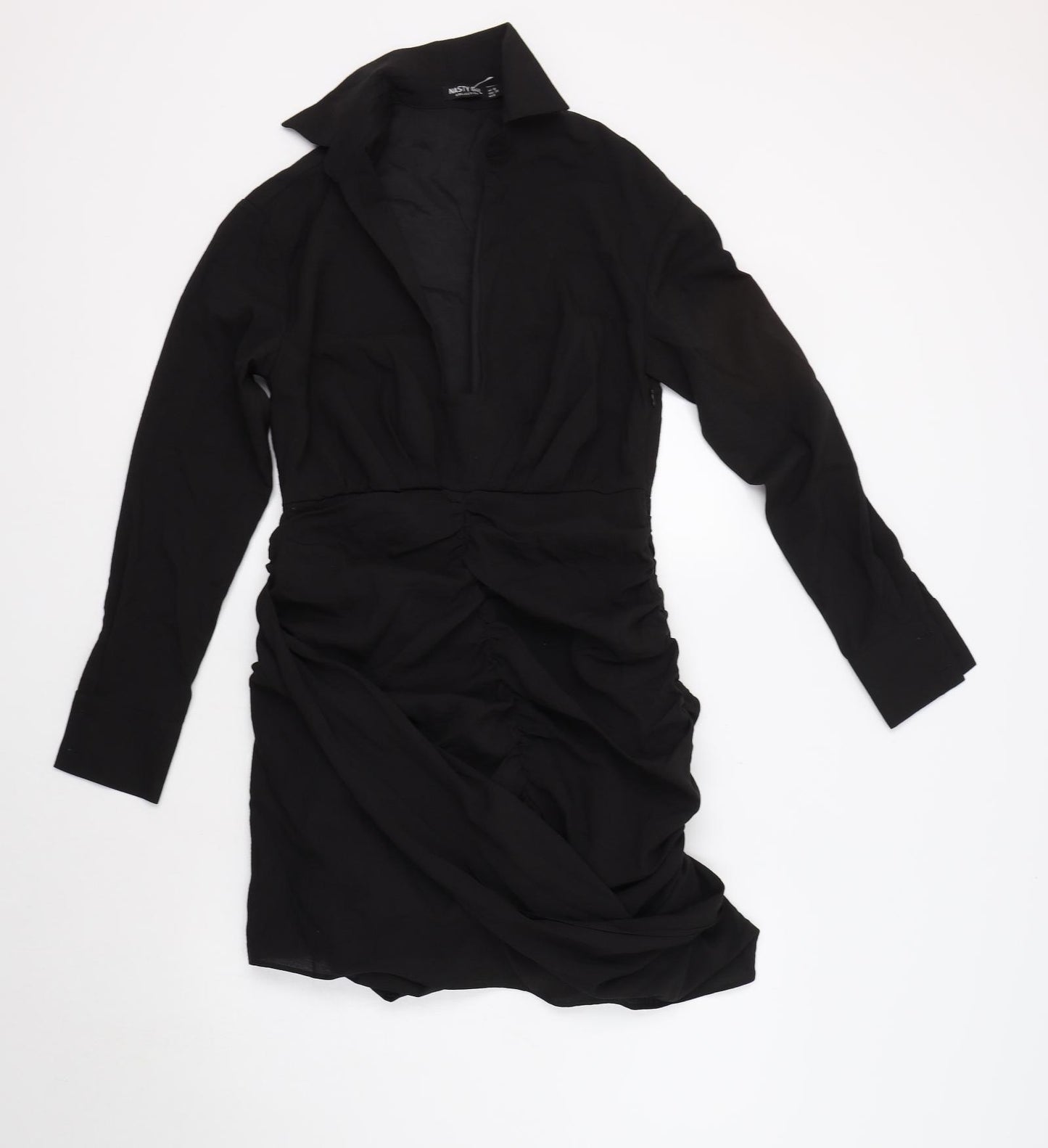 Nasty Gal Womens Black  Polyester Bodycon  Size 10  Collared Zip