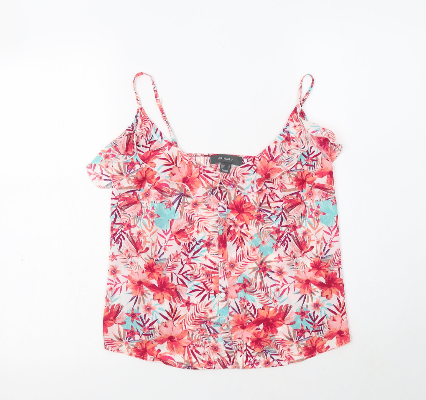 Primark Womens Multicoloured Floral Polyester Camisole Blouse Size 8 Round Neck