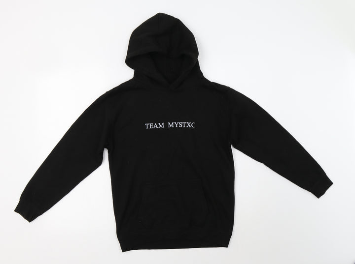 Awdis Girls Black Cotton Pullover Hoodie Size 12-13 Years