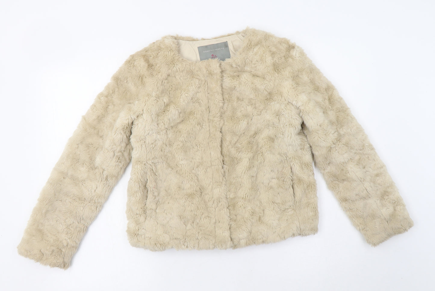 Dorothy Perkins Womens Beige   Jacket  Size 6  Zip - Faux Fur