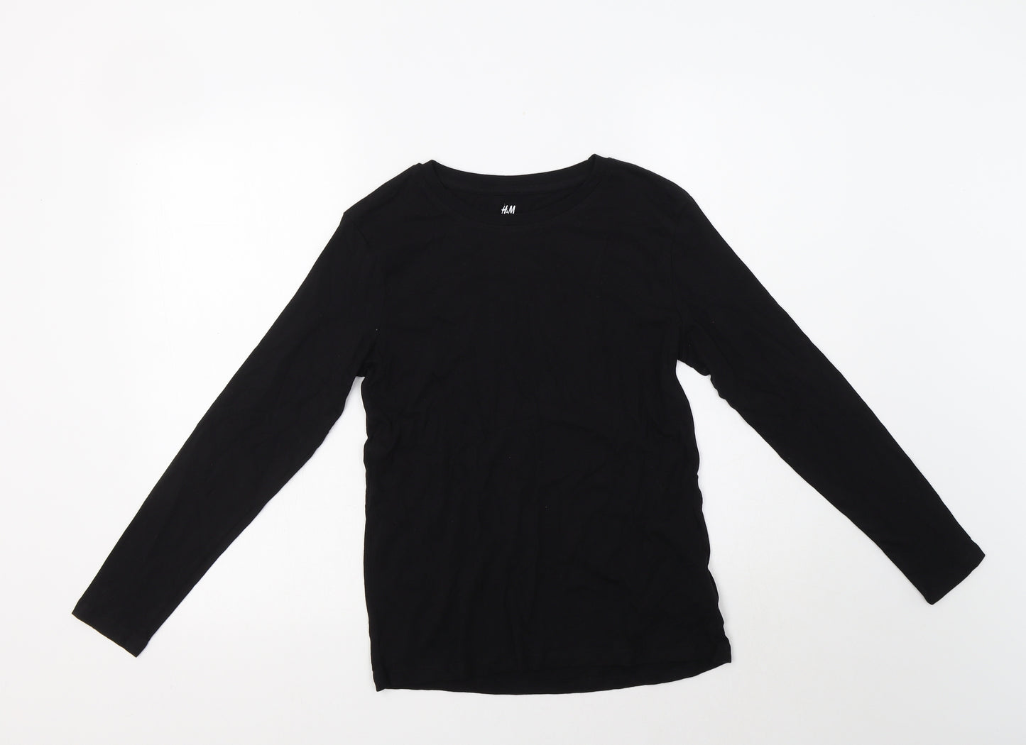 H&M Boys Black  Cotton Basic T-Shirt Size 11 Years Crew Neck