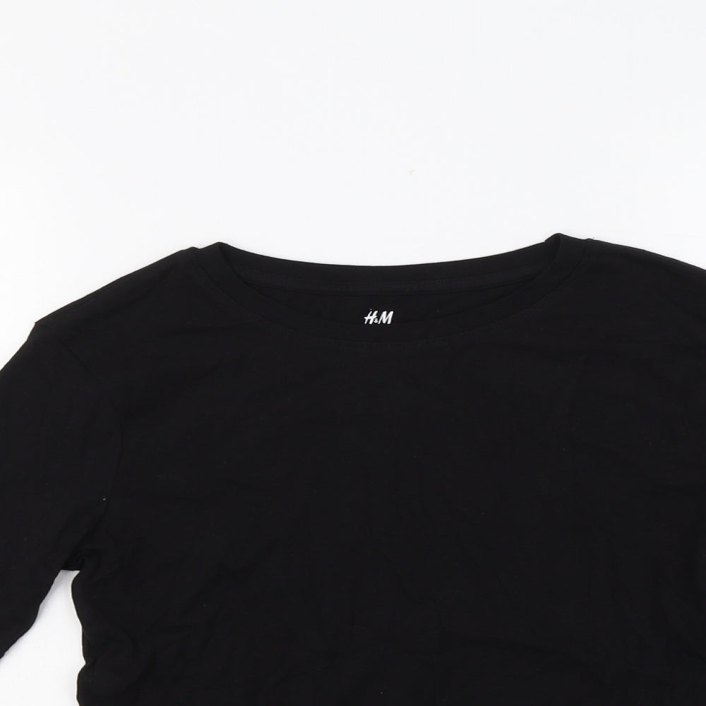 H&M Boys Black  Cotton Basic T-Shirt Size 11 Years Crew Neck